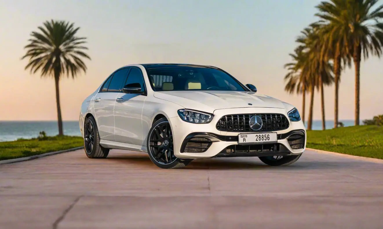 Rent Mercedes-Benz E350 AMG 2023 White or similar DRD Car Rental LLC