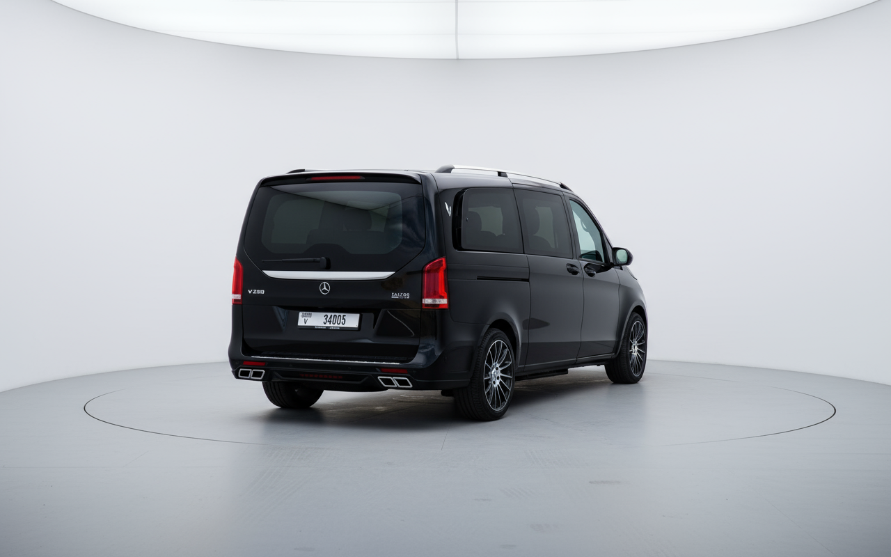 Black Mercedes-Benz van on a white background