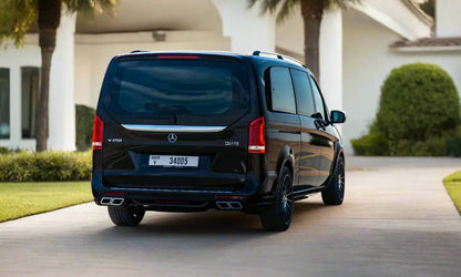 Black Mercedes-Benz van on a white background